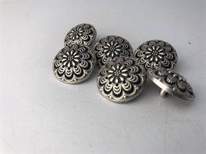 Knap - metal knap med blomstermotiv, 19 mm